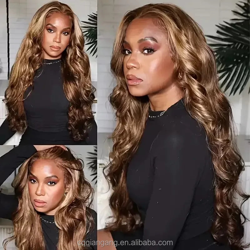 KEMY HAIR Synthetic Lace Front Wig13*4 Hd Heat Resistant Hair Highlight Blend Wig Loose Wave Pre Plucked Wig