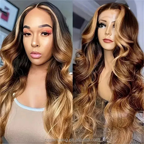 KEMY HAIR Synthetic Lace Front Wig13*4 Hd Heat Resistant Hair Highlight Blend Wig Loose Wave Pre Plucked Wig