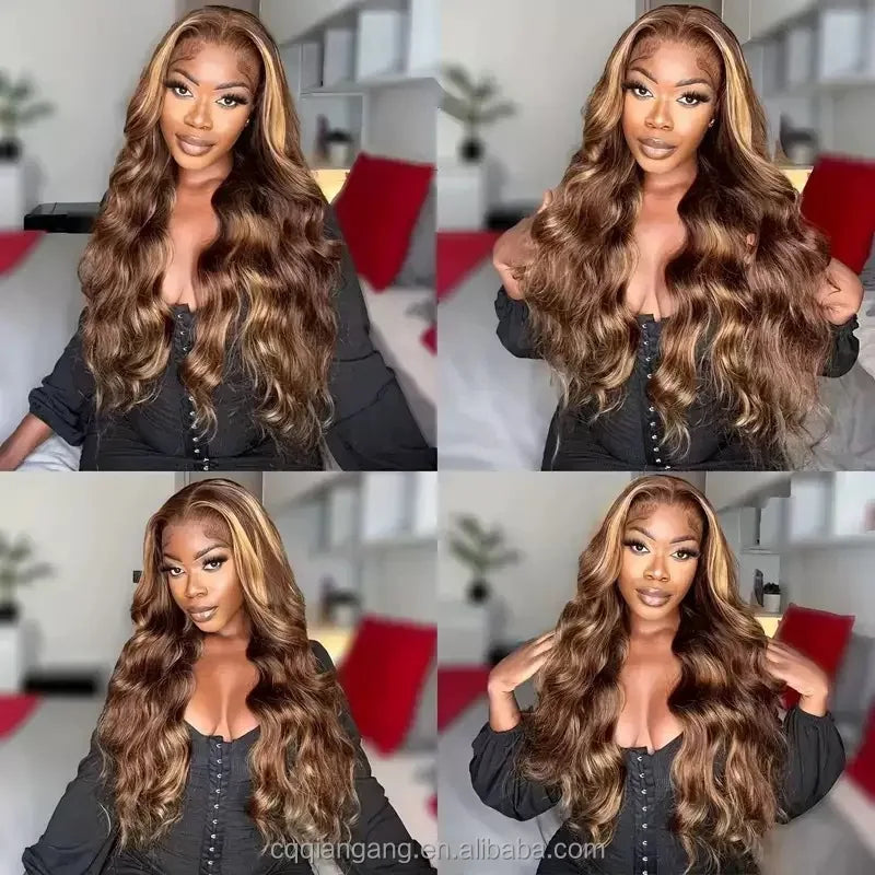 KEMY HAIR Synthetic Lace Front Wig13*4 Hd Heat Resistant Hair Highlight Blend Wig Loose Wave Pre Plucked Wig