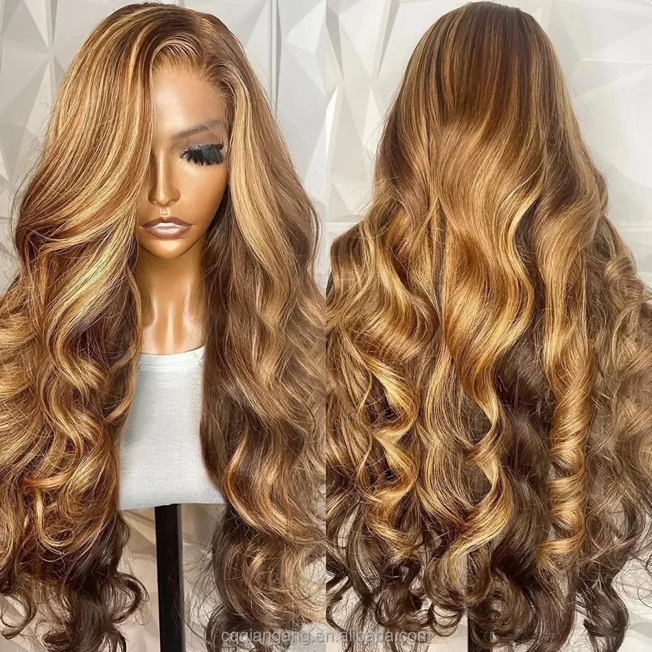 KEMY HAIR Synthetic Lace Front Wig13*4 Hd Heat Resistant Hair Highlight Blend Wig Loose Wave Pre Plucked Wig